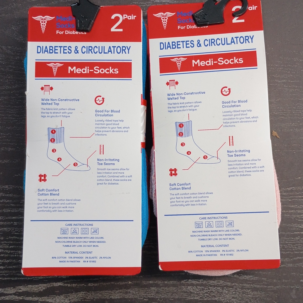 Women's Diabetic Ankle Socks - Orange and Pink. 4 Pair New - Picture 2 of 3